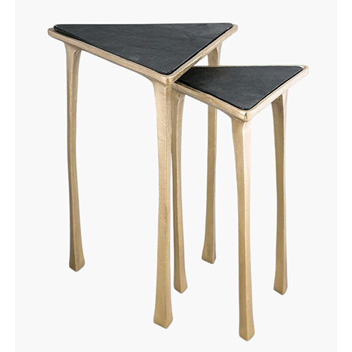 Aluminium Casted Set Of 2 Table - Color: Brass Finish
