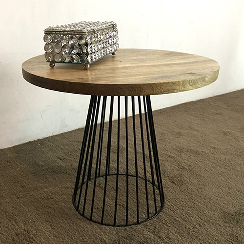 120 Iron Table with Wood Table Top - Iron Frame, 120x60x75 cm, Matte Black, Rubberwood Top, Scratch & Moisture Resistant