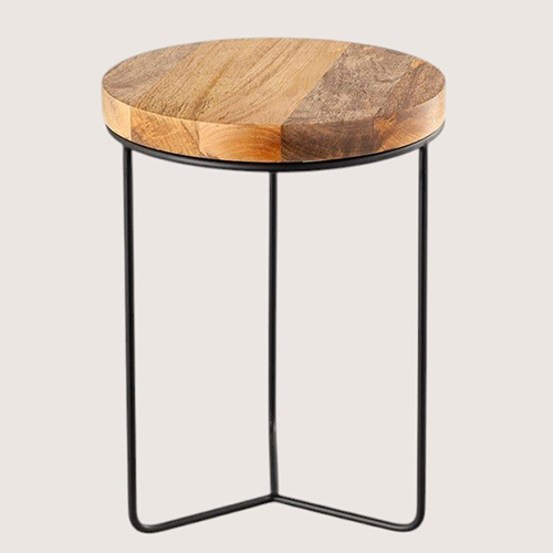 Iron Table With Wood Top - Color: Black