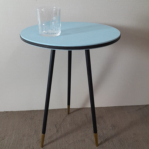 Leather Table - Color: Light Blue And Black