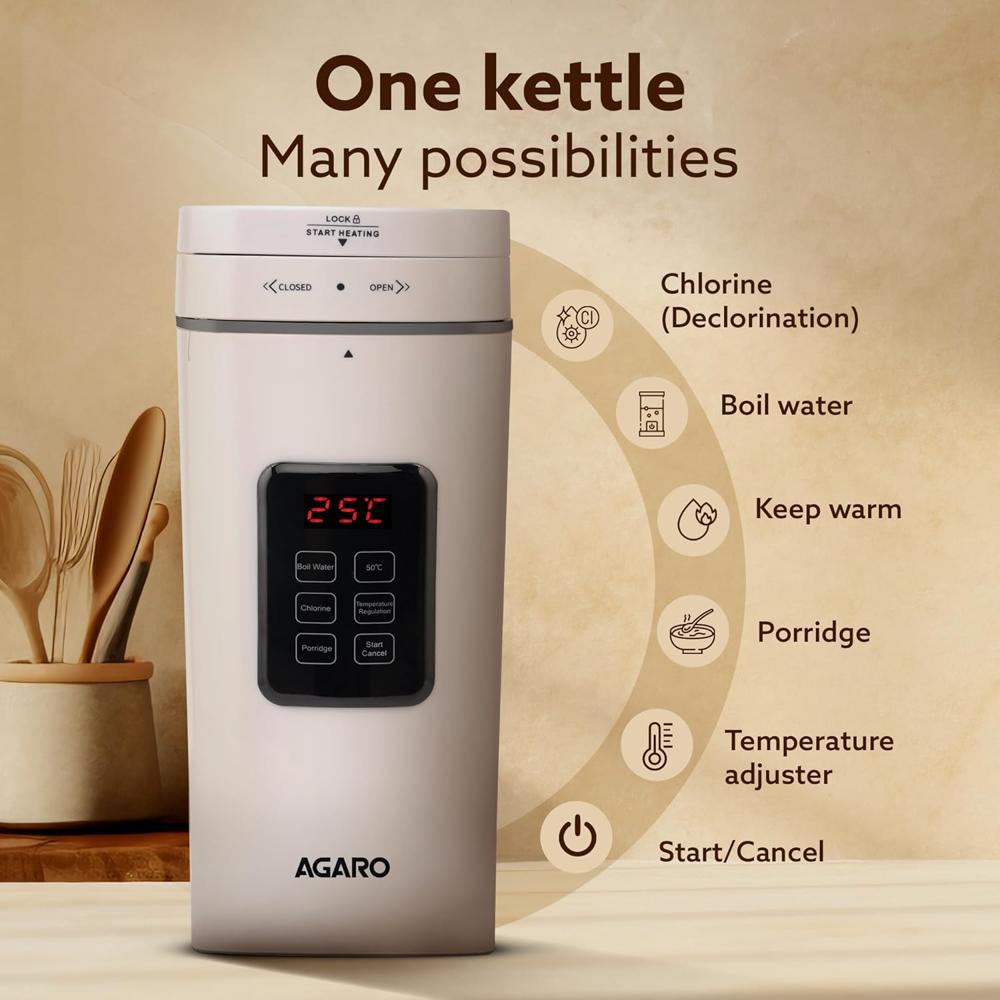 AGARO Delite Portable Electric Kettle, 500 Ml, Fast Boiling, Adjustable Temperature(34146)
