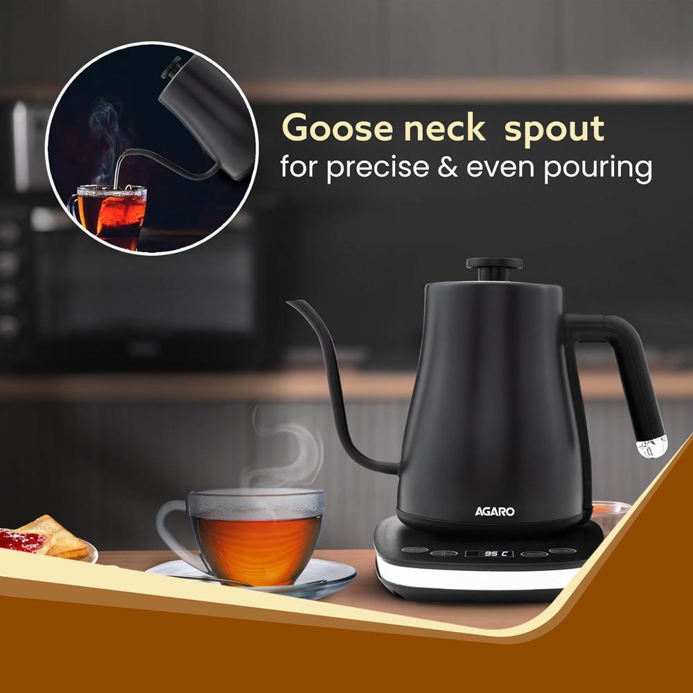 AGARO Grand Electric Goose Neck Kettle, 800ml, Adjustable Temperature Settings, Keep Warm Function, Fast Boiling(33900)