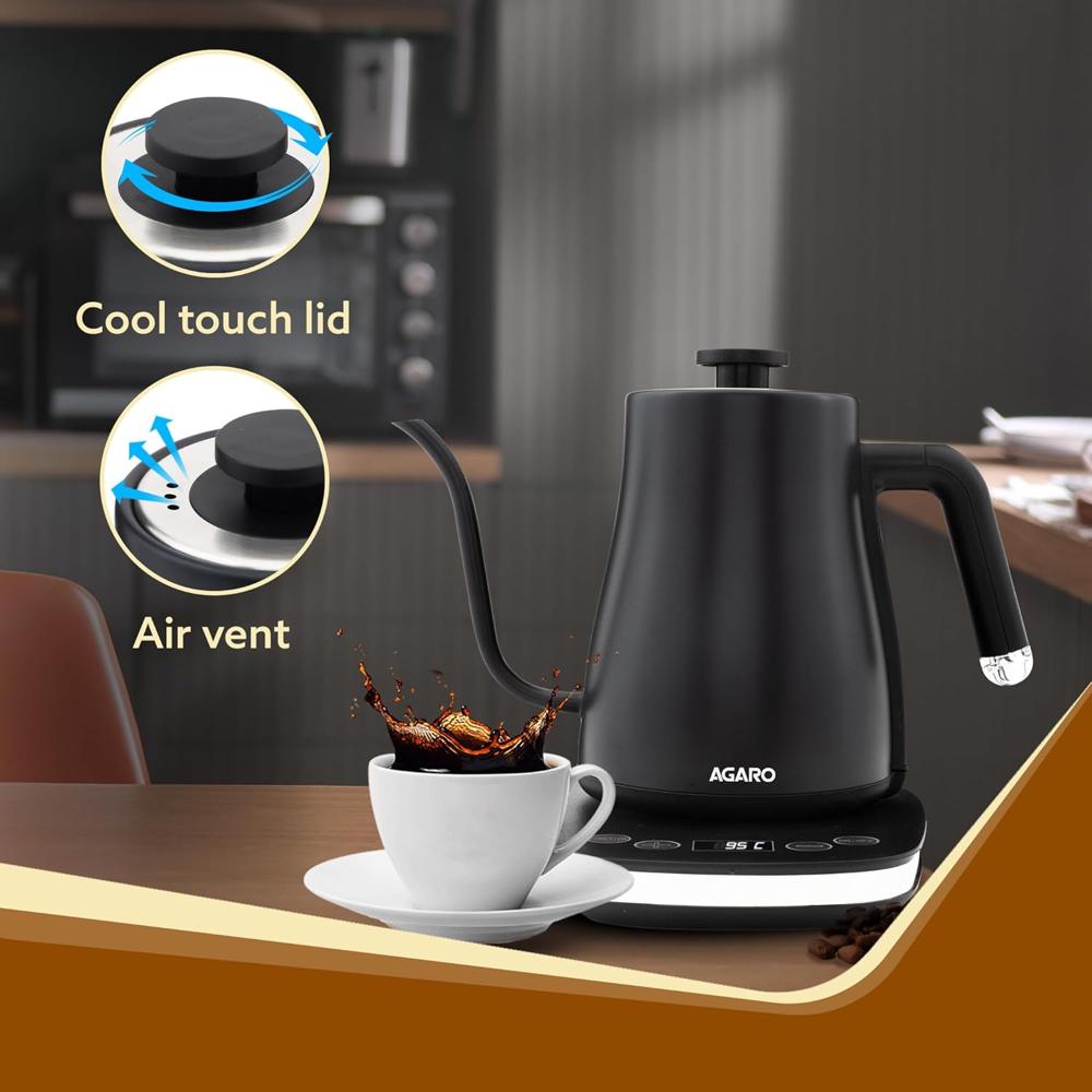 AGARO Grand Electric Goose Neck Kettle, 800ml, Adjustable Temperature Settings, Keep Warm Function, Fast Boiling(33900)