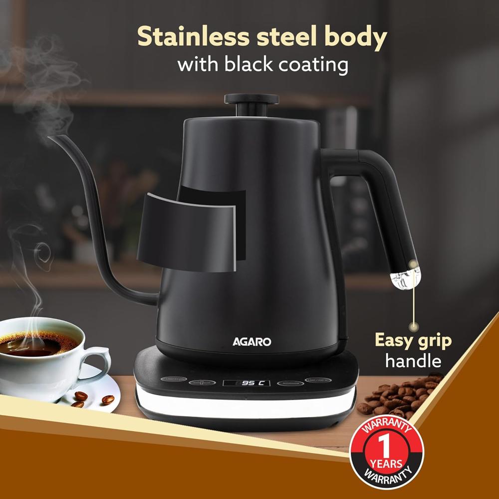 AGARO Grand Electric Goose Neck Kettle, 800ml, Adjustable Temperature Settings, Keep Warm Function, Fast Boiling(33900)