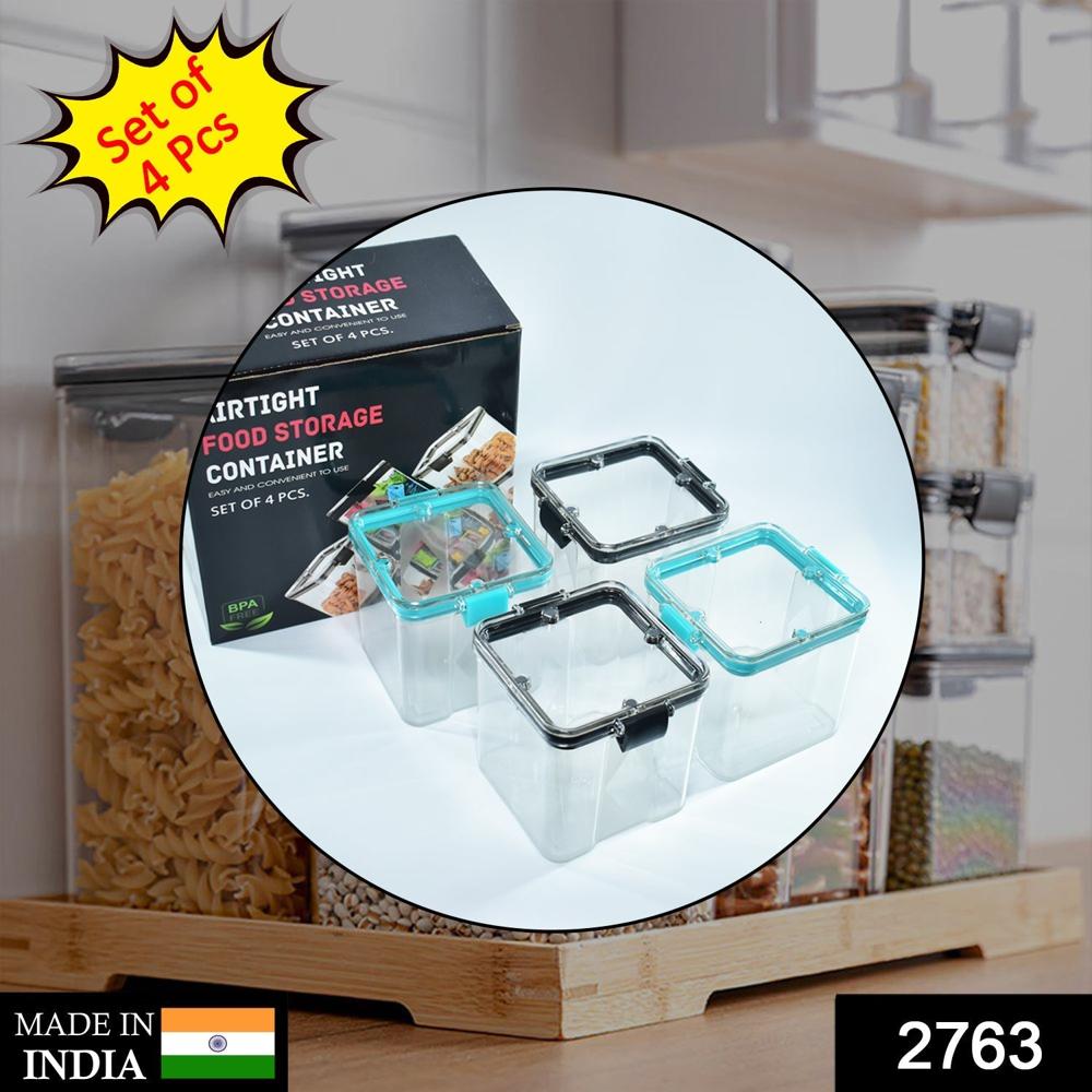 4Pc Square Container 700Ml Used For Storing Types Of Food Stuffs And Items. - Color: Mix