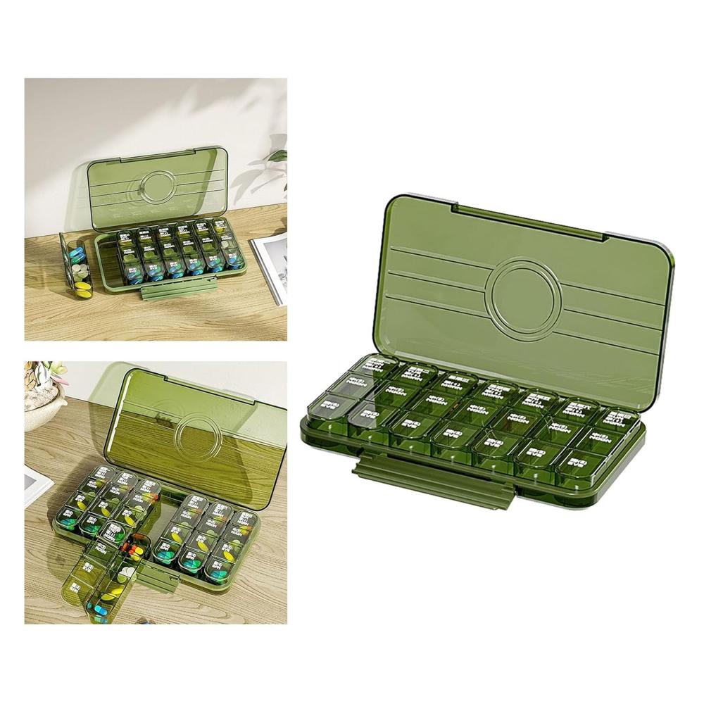 Portable Weekly Pill Box Organiser Daily Pill Keeper 21 Grid Container (1 Pc) - Color: Mix
