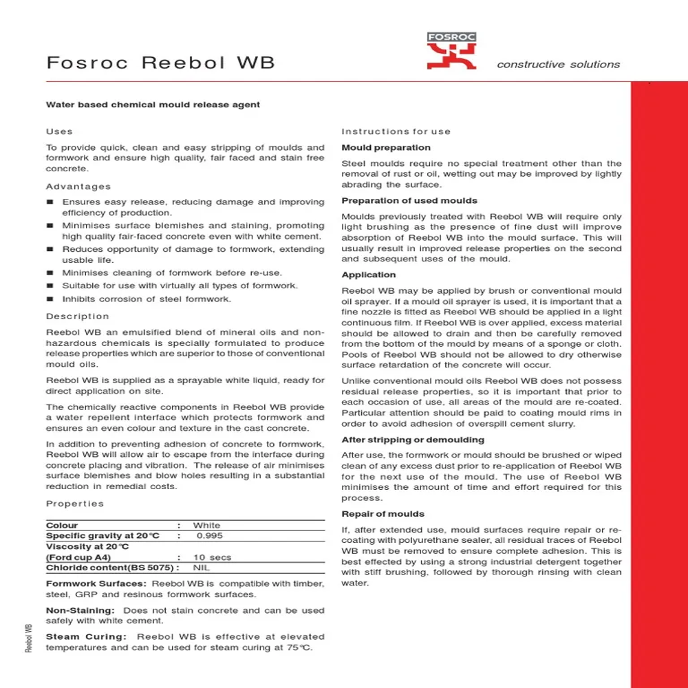 Fosroc Reebol Oil Base Shuttering Oil