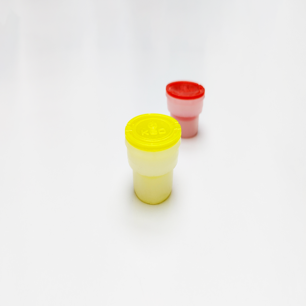 Ring Plastic Spout Cap - Ld Plastic, 42mm Diameter, Color Options: Yellow, Red, Blue | Threaded Base, Pull-up Functionality For Chemical Applications
