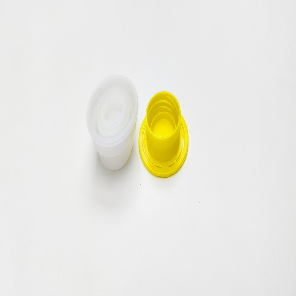 Ring Plastic Spout Cap - Ld Plastic, 42mm Diameter, Color Options: Yellow, Red, Blue | Threaded Base, Pull-up Functionality For Chemical Applications