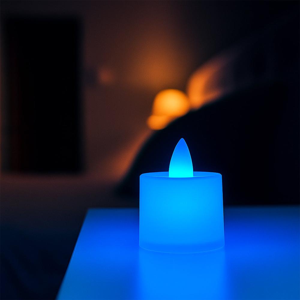 Blue Led Tea Light Candles (24 Pc) - Color: Mix