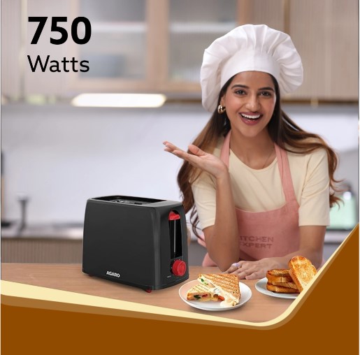 AGARO Olympia 750 W Pop Up Toaster (Black) 33406