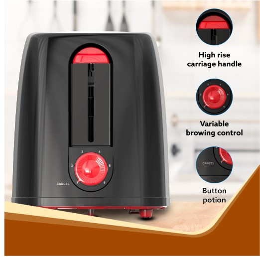AGARO Olympia 750 W Pop Up Toaster (Black) 33406