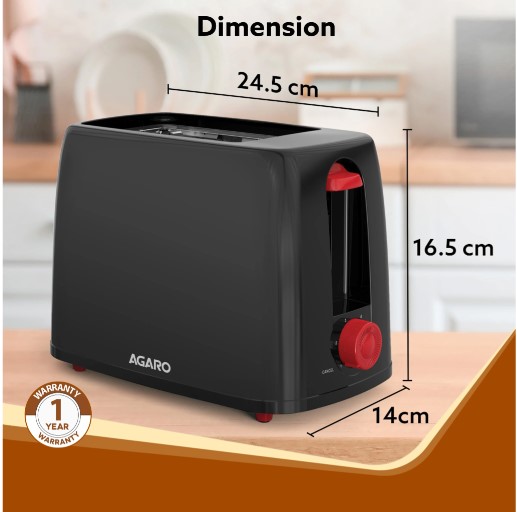 AGARO Olympia 750 W Pop Up Toaster (Black) 33406