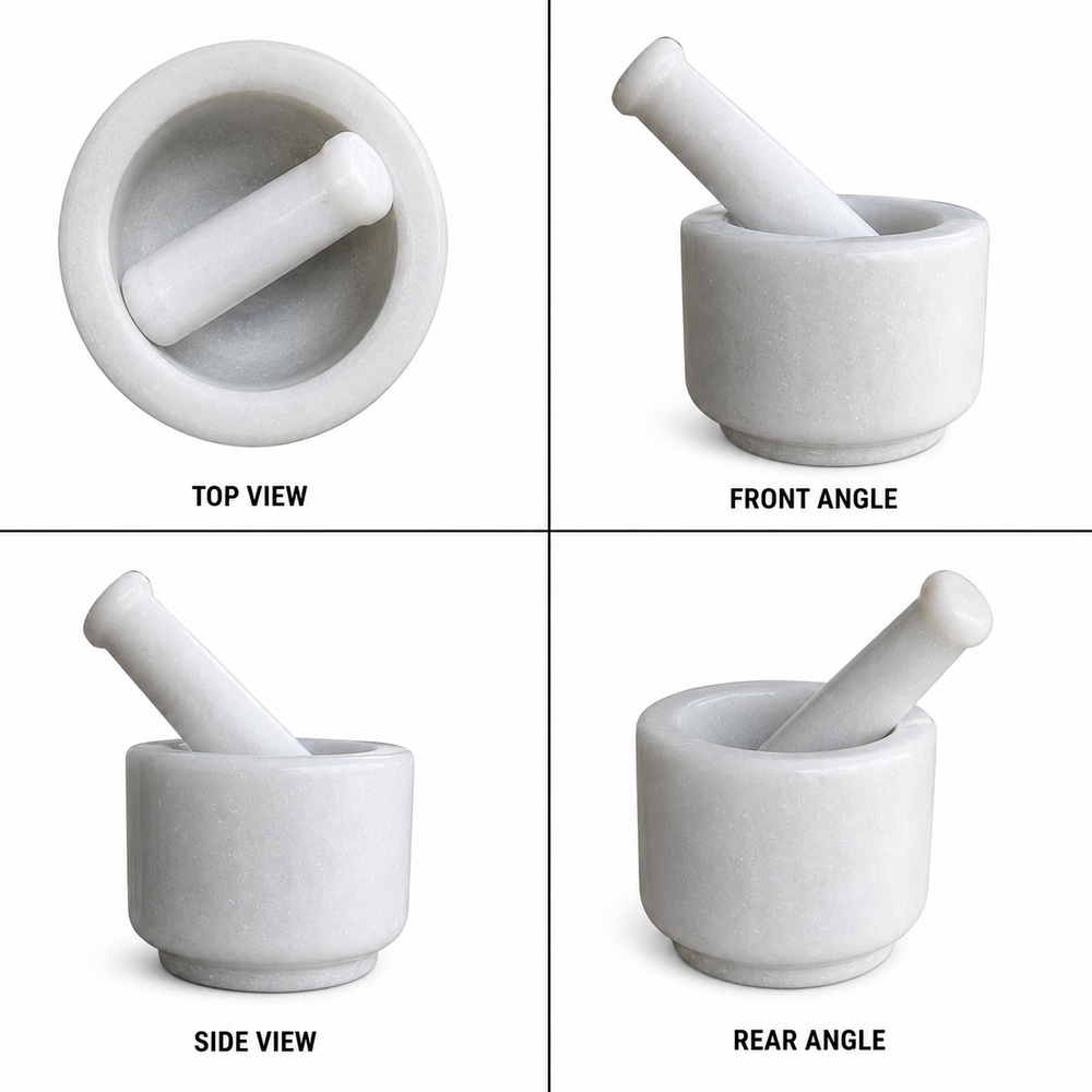 5x3inch White Marble Pestle Set