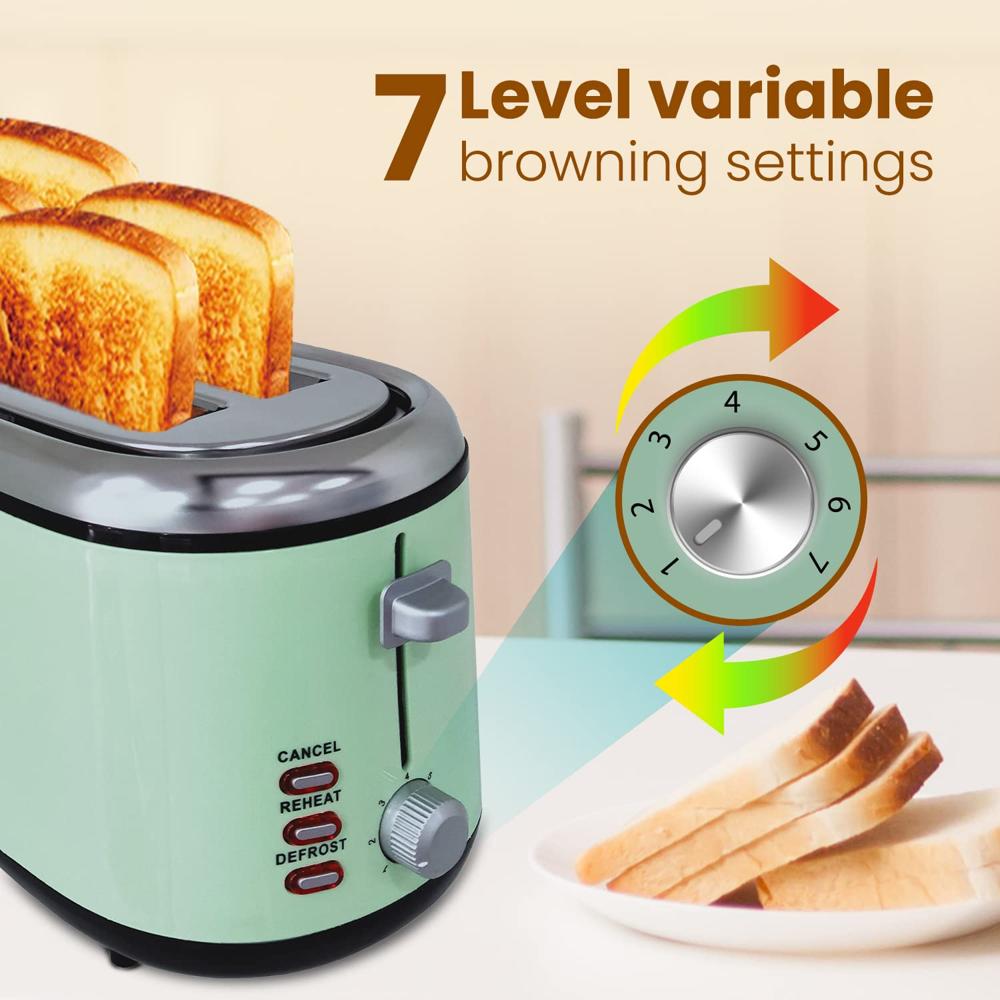 AGARO Royal 4 Slice Stainless Steel Pop Up Toaster, With Cancel, Reheat And Defrost Functions, (33776)
