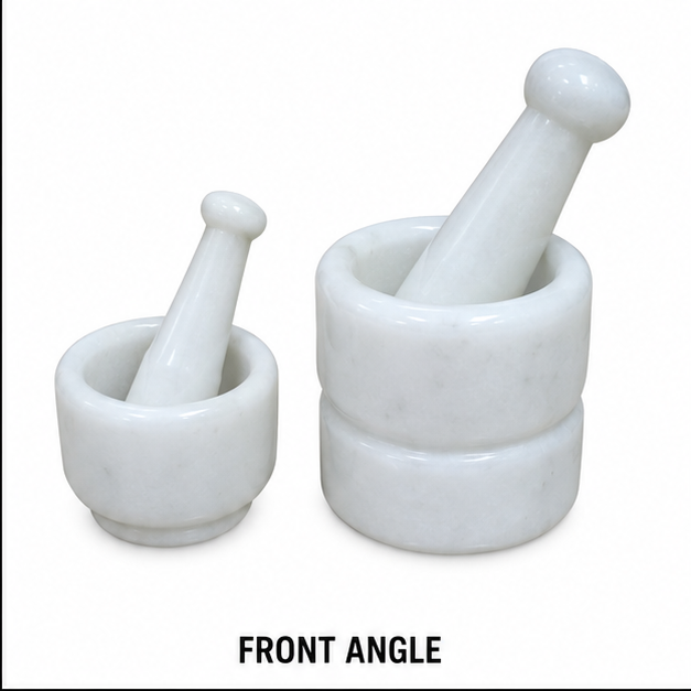 5 x 5inch White Kundi Marble Pestle