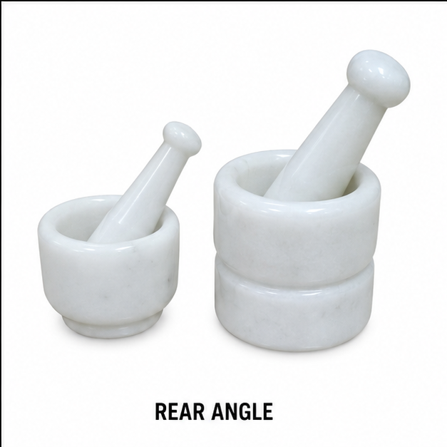 5 x 5inch White Kundi Marble Pestle