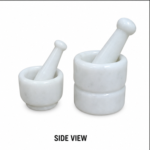 5 x 5inch White Kundi Marble Pestle