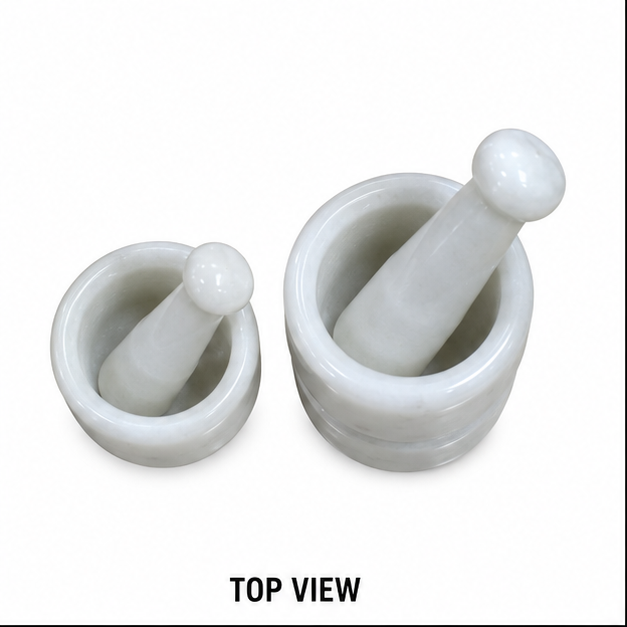 5 x 5inch White Kundi Marble Pestle