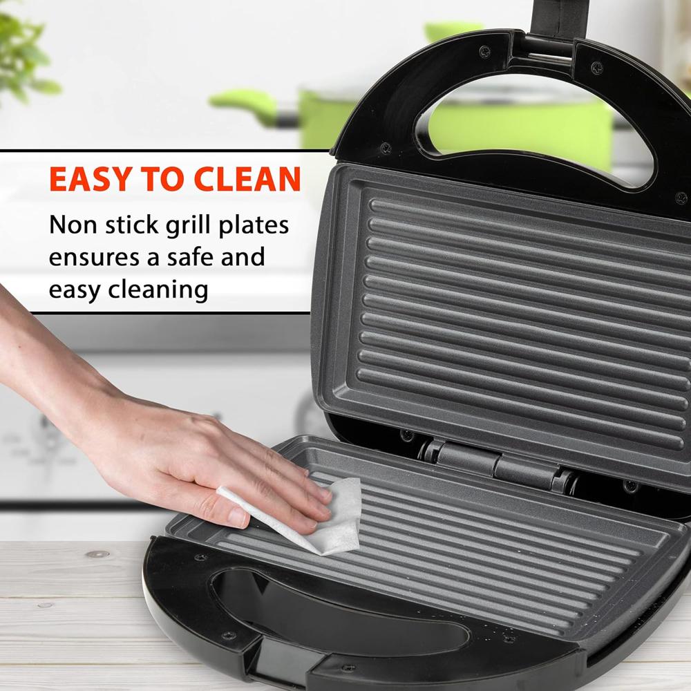 AGARO ELITE 750 Watt Sandwich/Panini Maker with Non-Stick Grill Plates - Steel (33508)