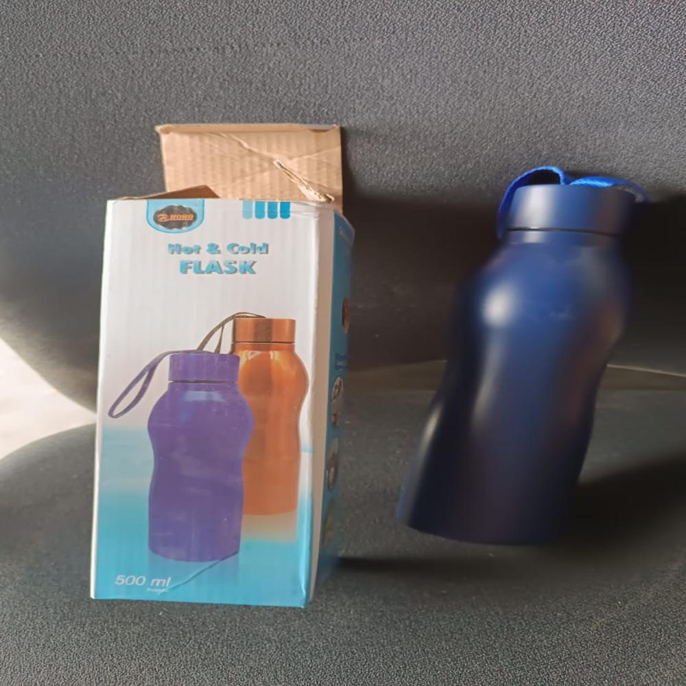 Hot & Cold Stainless Steel Vacuum Insulated Flask Bottle (Approx 500Ml / 1 Pc) - Color: Mix