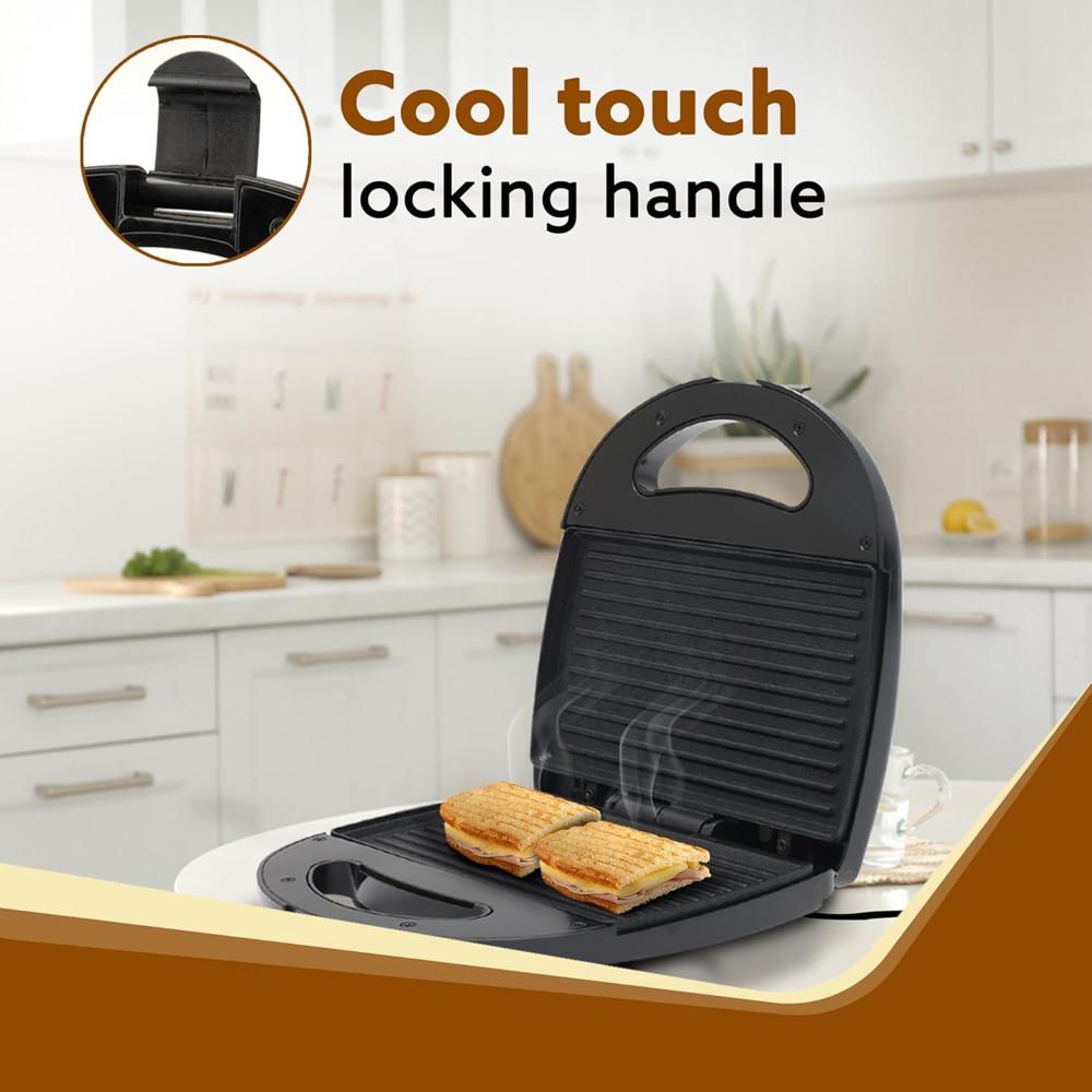 AGARO Delite Sandwich Maker, 750W, 4 Slice Non Stick Grill Plate, Power Indicator, Oil Free Toasting, Grilling(34048)