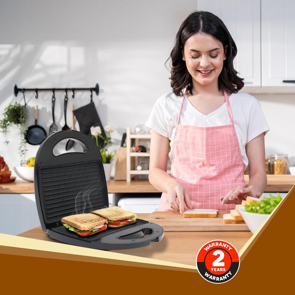 AGARO Delite Sandwich Maker, 750W, 4 Slice Non Stick Grill Plate, Power Indicator, Oil Free Toasting, Grilling(34048)