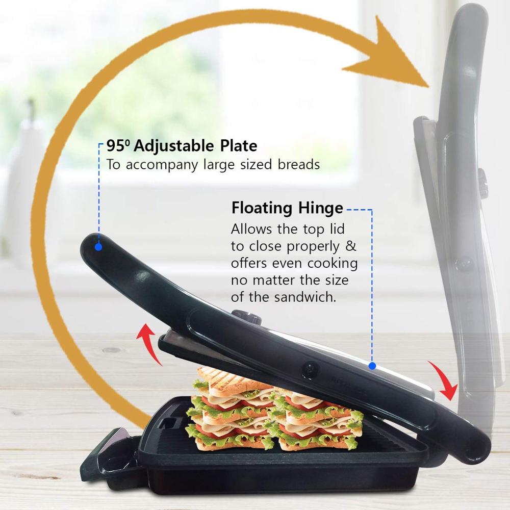 AGARO Elegant 1000-Watt Sandwich Maker with Non-Stick Grill Plates (33309)