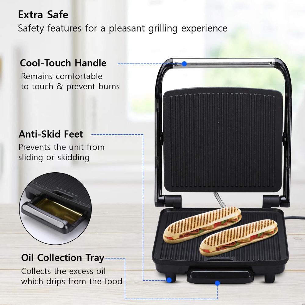AGARO Elegant 1000-Watt Sandwich Maker with Non-Stick Grill Plates (33309)