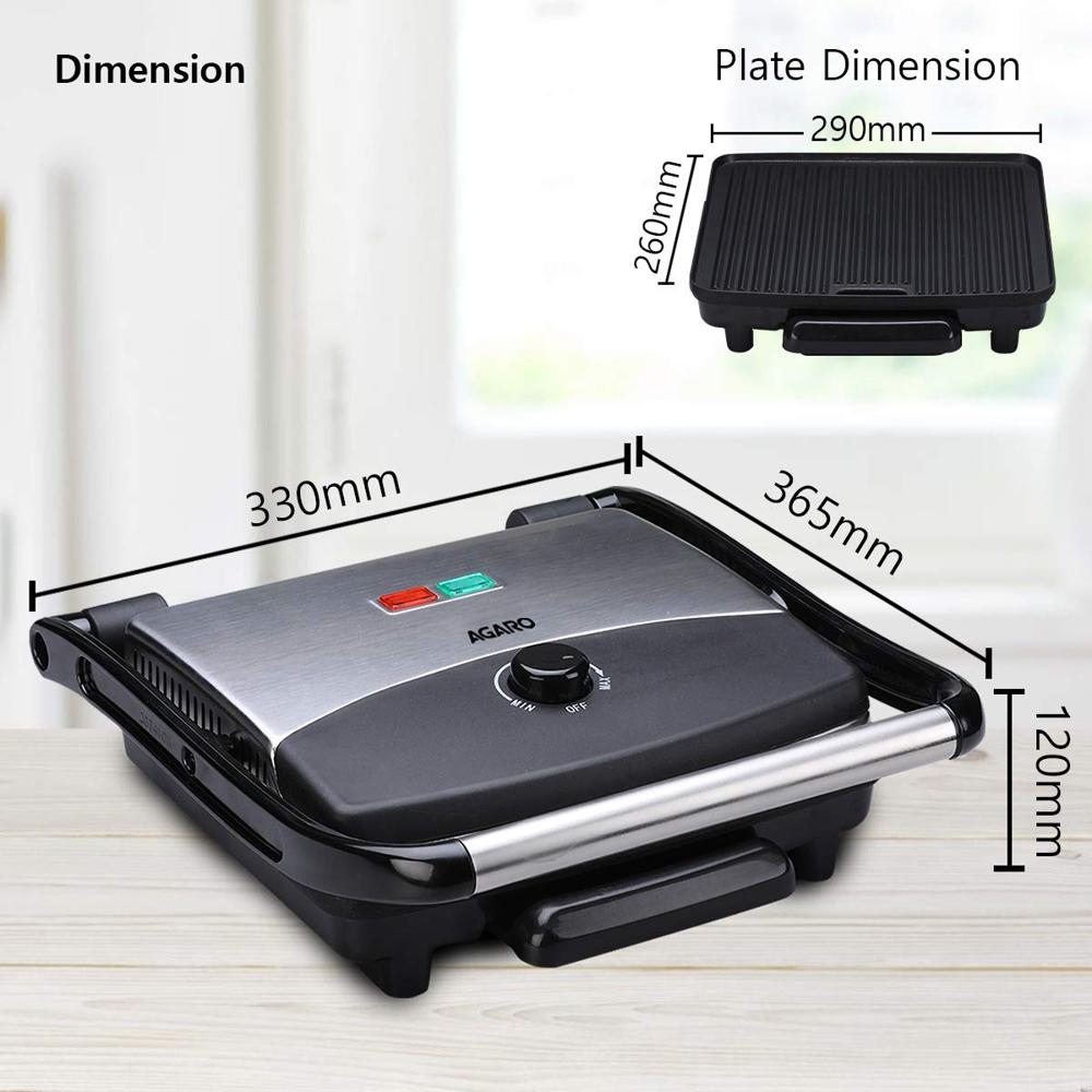 AGARO Elegant 1000-Watt Sandwich Maker with Non-Stick Grill Plates (33309)