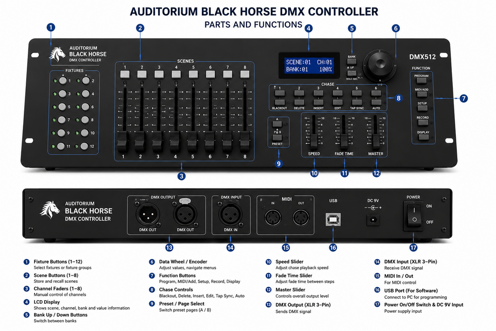 Auditorium Black Horse DMX Controller