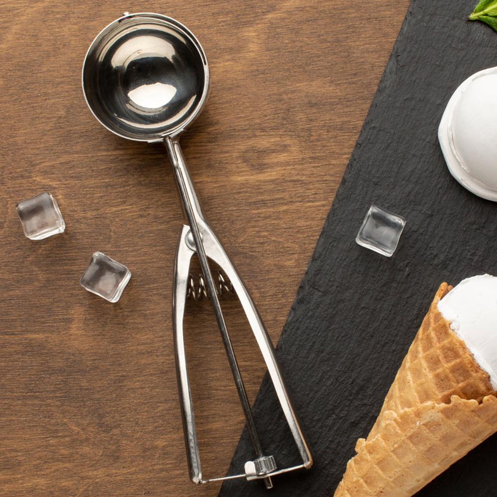 Premium Stainless Steel Ice Cream Scoop With Trigger Release Approx 70 Ml Capacity - Color: Mix
