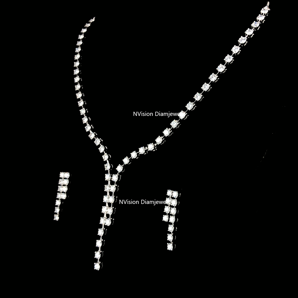 LabGrown Diamond Single Line Necklace & Earring Set