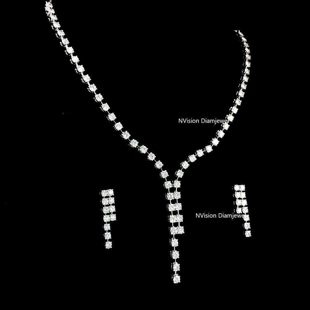 LabGrown Diamond Single Line Necklace & Earring Set