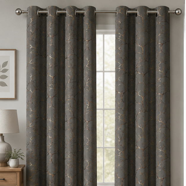 Velvet Foil Printed  Curtain