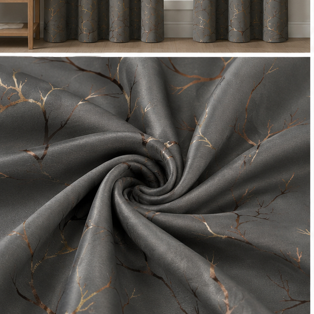 Velvet Foil Printed  Curtain