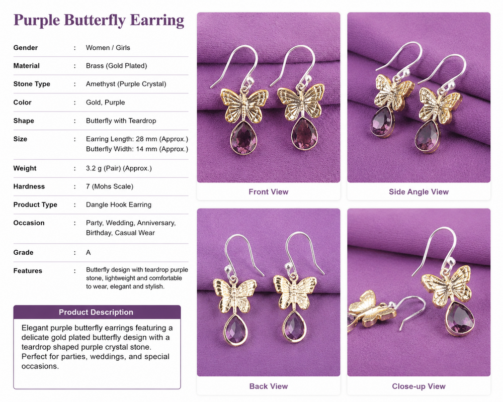 Purple Butterfly Earing