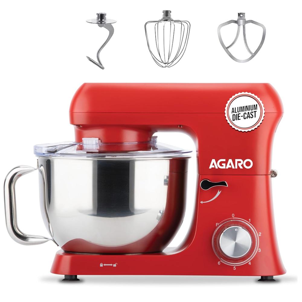 AGARO Supreme Stand Mixer 1550W with 6.2L SS Bowl, 6 Speed Setting, Pulse Function, Die Cast(34060)