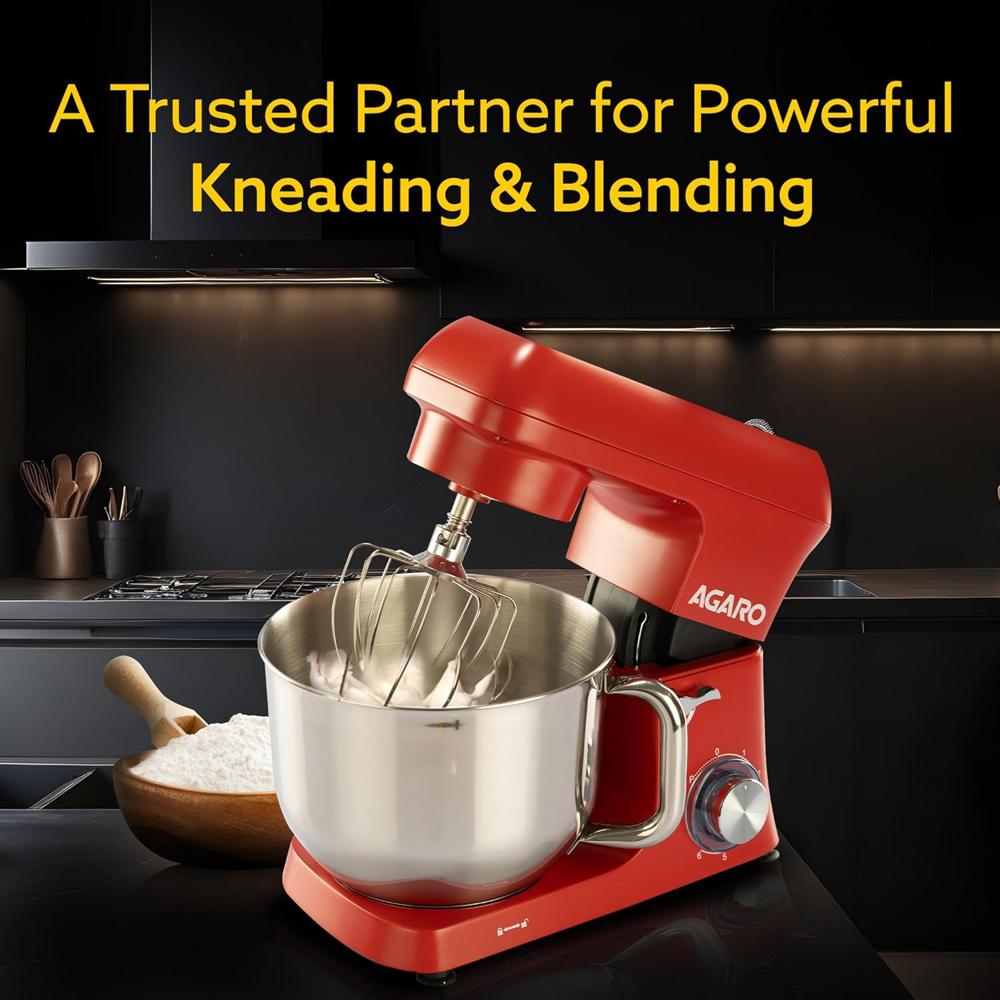 AGARO Supreme Stand Mixer 1550W with 6.2L SS Bowl, 6 Speed Setting, Pulse Function, Die Cast(34060)
