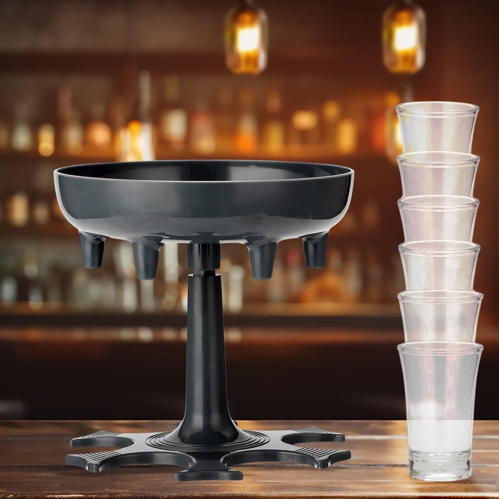 6 Shot Win Glass Dispensers With Tray & 6 Pcs Glass - Color: Mix