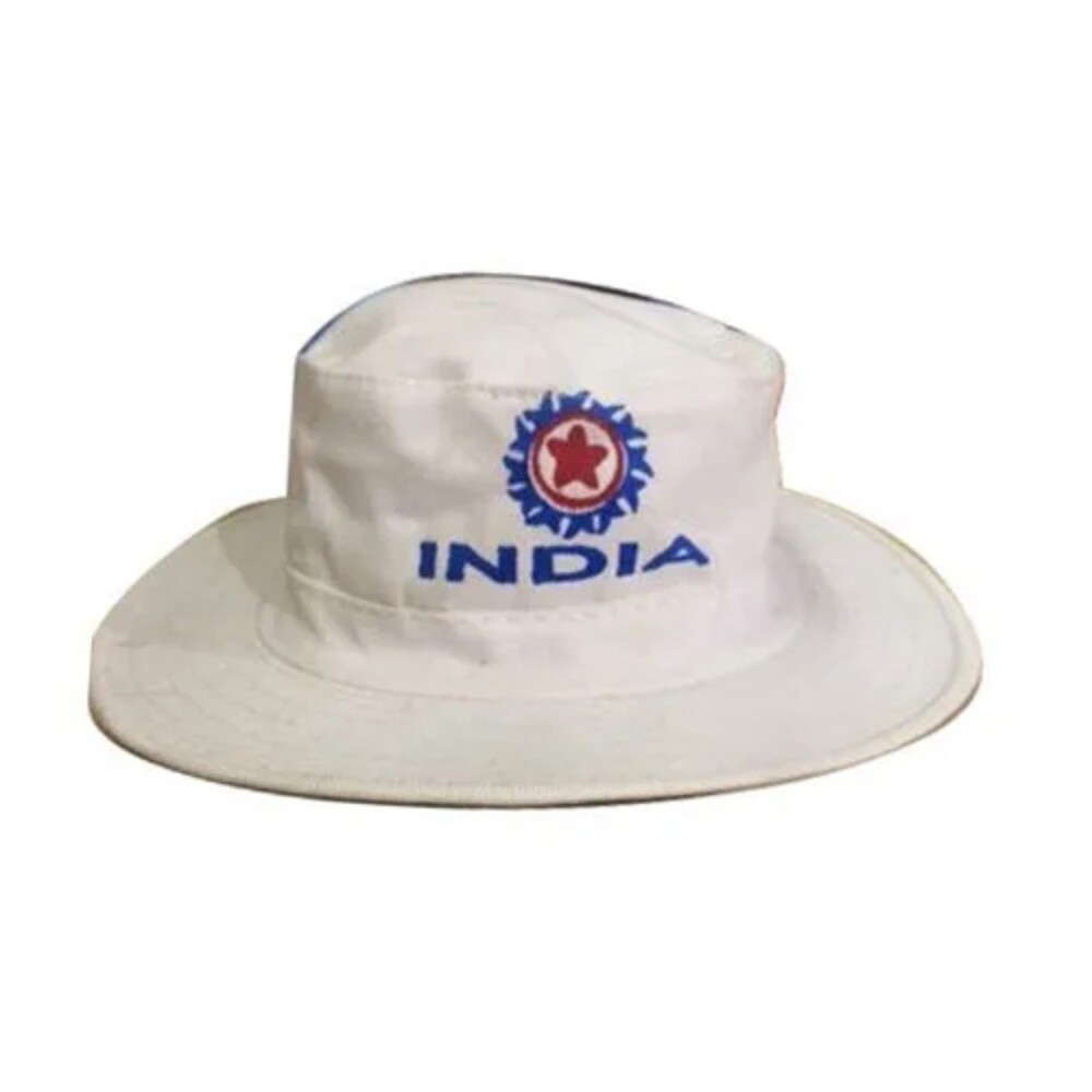 Cotton Cricket Hat - White Cotton Fabric, All Sizes | Customized Fit, Printed Pattern, Stylish Design For Male Players