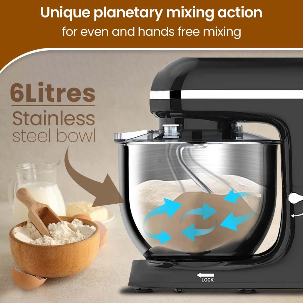 AGARO Imperial Stand Mixer,1400W with 6L SS Bowl, 1.5L Blending Jar (33773)