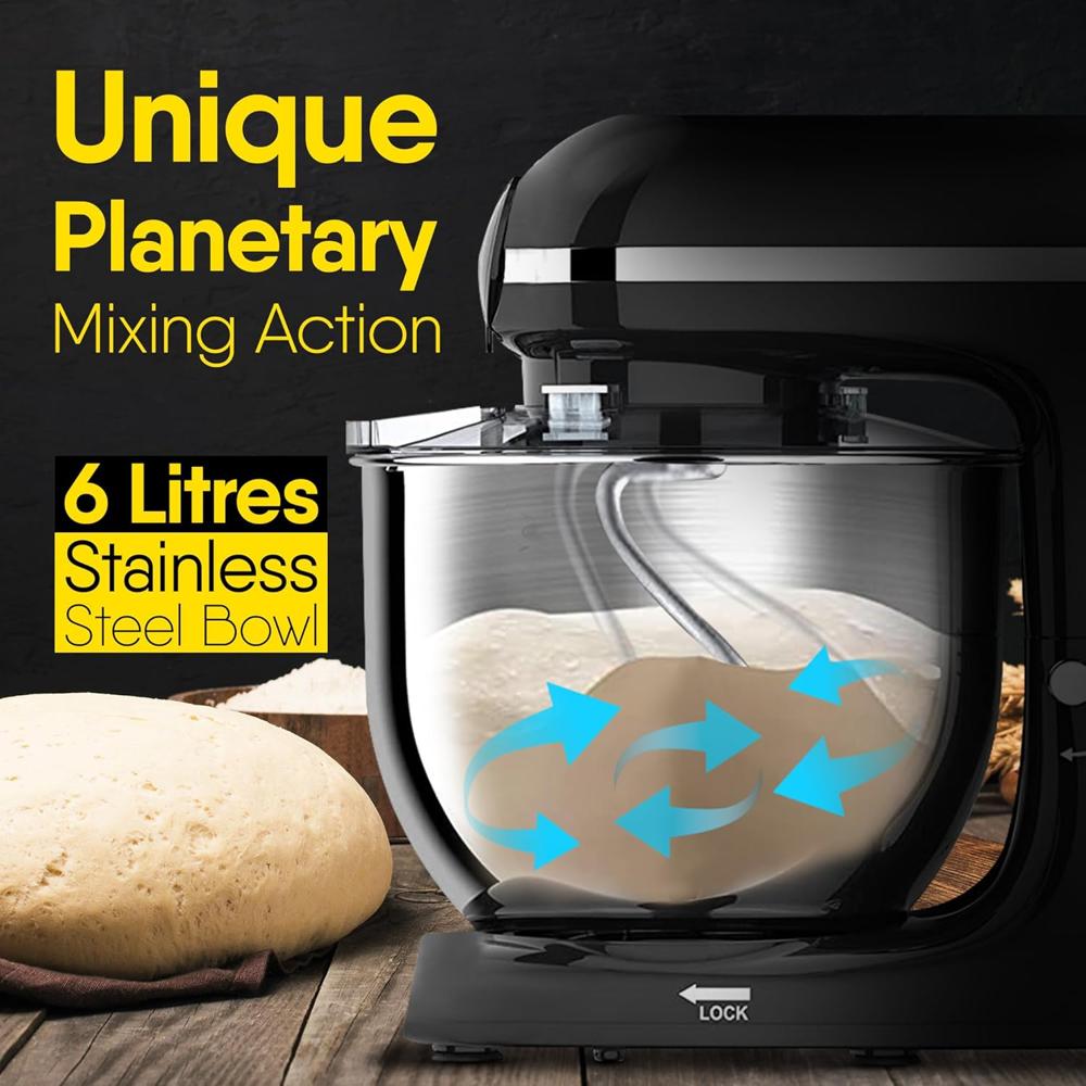 AGARO Regency Stand Mixer With Meat Grinder,1400W with 6L SS Bowl, 1.5L Blending Jar (33894)