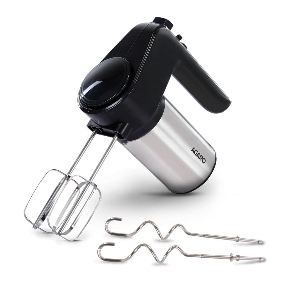 AGARO Elegant Hand Mixer, 300 Watts, Stainless Steel, 6 Interchangeable Speed Settings (33707)