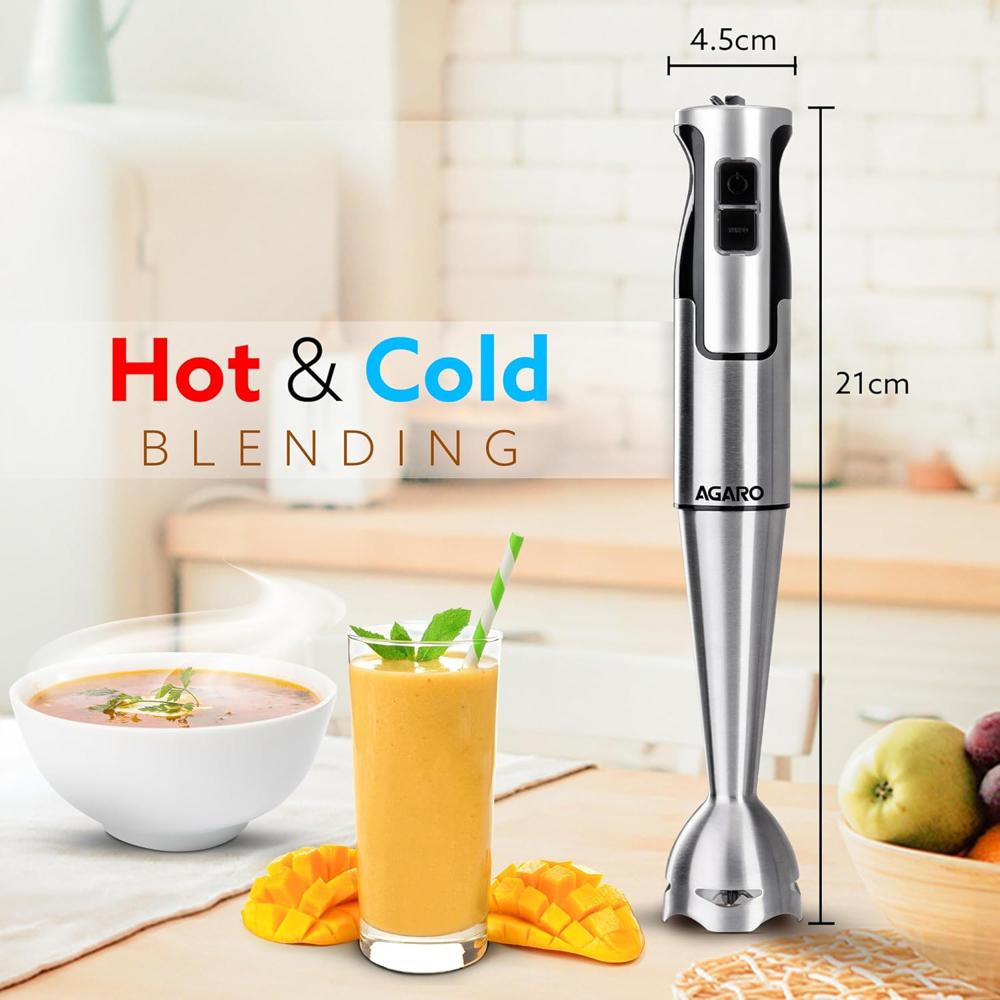 AGARO Regency Hand Blender, 600W, Variable Speed Modes & Speed Regulator(34001)