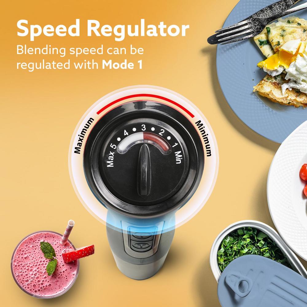 AGARO Grand 1000 Watts Hand Blender with 2 Variable Speed Modes & Speed Regulator, Stainless Steel Blades(33636)