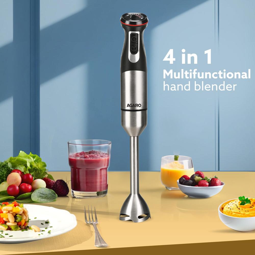 AGARO Grand 1000 Watts Hand Blender with 2 Variable Speed Modes & Speed Regulator, Stainless Steel Blades(33636)