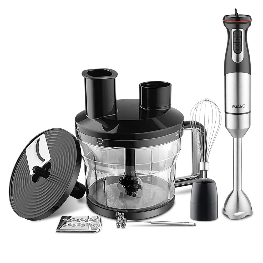AGARO Grand Plus 6 in 1 Hand Blender 1000 Watts, 100% Copper Motor, 2 Variable Speed Modes (34009)