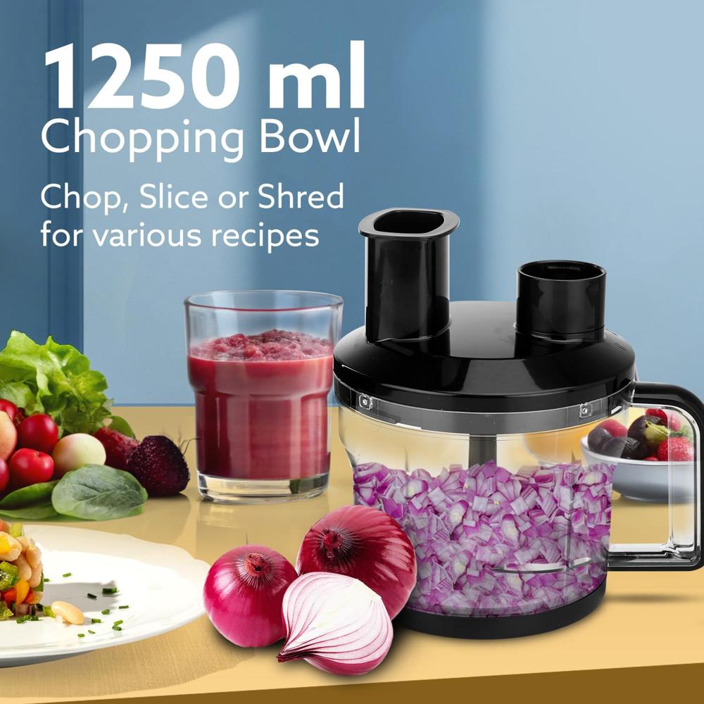 AGARO Grand Plus 6 in 1 Hand Blender 1000 Watts, 100% Copper Motor, 2 Variable Speed Modes (34009)