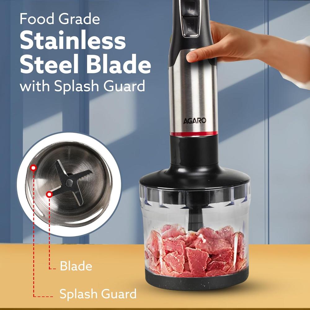 AGARO Royal Hand Blender & Chopper, 1500 Watts Copper Motor, 2 Modes &(34150)